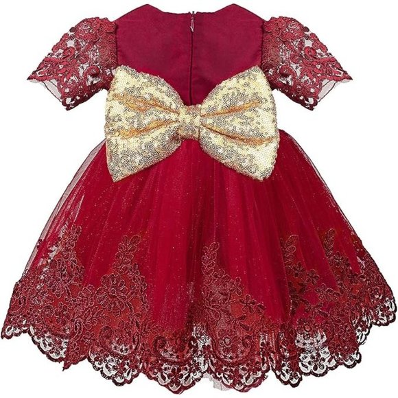 NWT Beautiful Sparkling Sequin Bow Baby Dress Christmas Flower Girl Page… - Picture 2 of 12